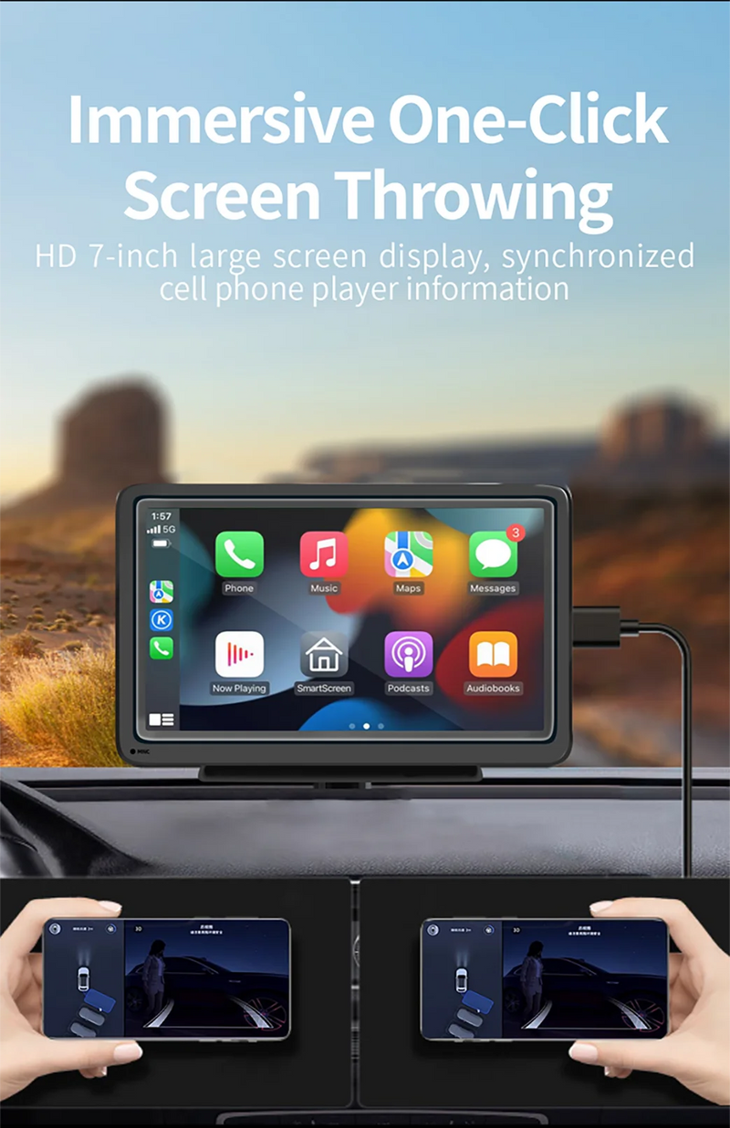Écran CarPlay Portable Universel 7 Pouces – Sans Fil ou Filaire, Mirror Link, vue 7