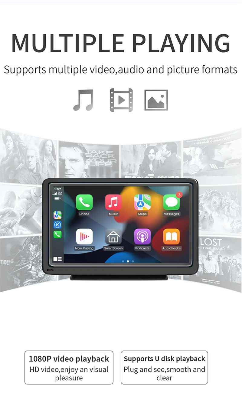 Écran CarPlay Portable Universel 7 Pouces – Sans Fil ou Filaire, Mirror Link, vue 10