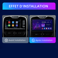 Autoradio CarPlay installé dans la console de la Renault Clio 4, avant et après le montage