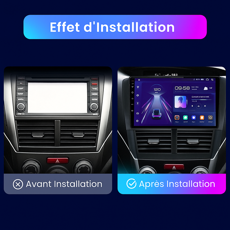 Radio Subaru Impreza Android 12 – CarPlay QLED 6 Go + 128 Go DSP