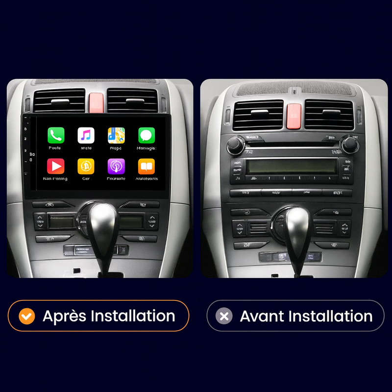 Autoradio toyota auris 2006–2012 QLED avec CarPlay, Android Auto et 6+128 Go