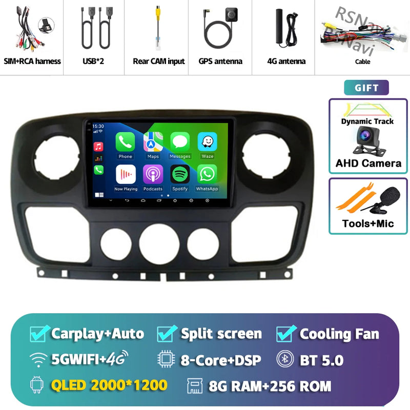 Autoradio CarPlay Renault Master, Nissan NV400 et Opel Movano (2010-2015) – Écran 9 pouces, Android 16, vue 20