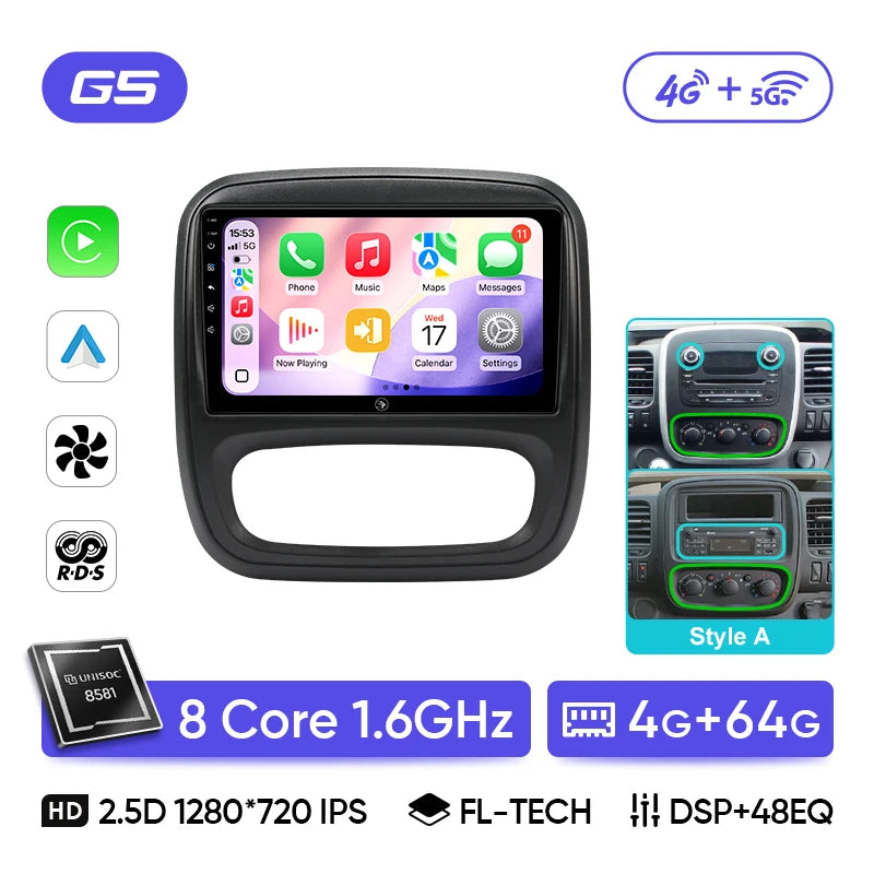Autoradio CarPlay Renault Trafic 3 et Opel Vivaro B (2014-2018) – Écran 9 pouces, sans fil, vue 10