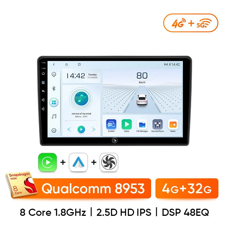 CarPlay Golf 4 – Autoradio Android Qualcomm 8 cœurs, DSP 48EQ et écran HD