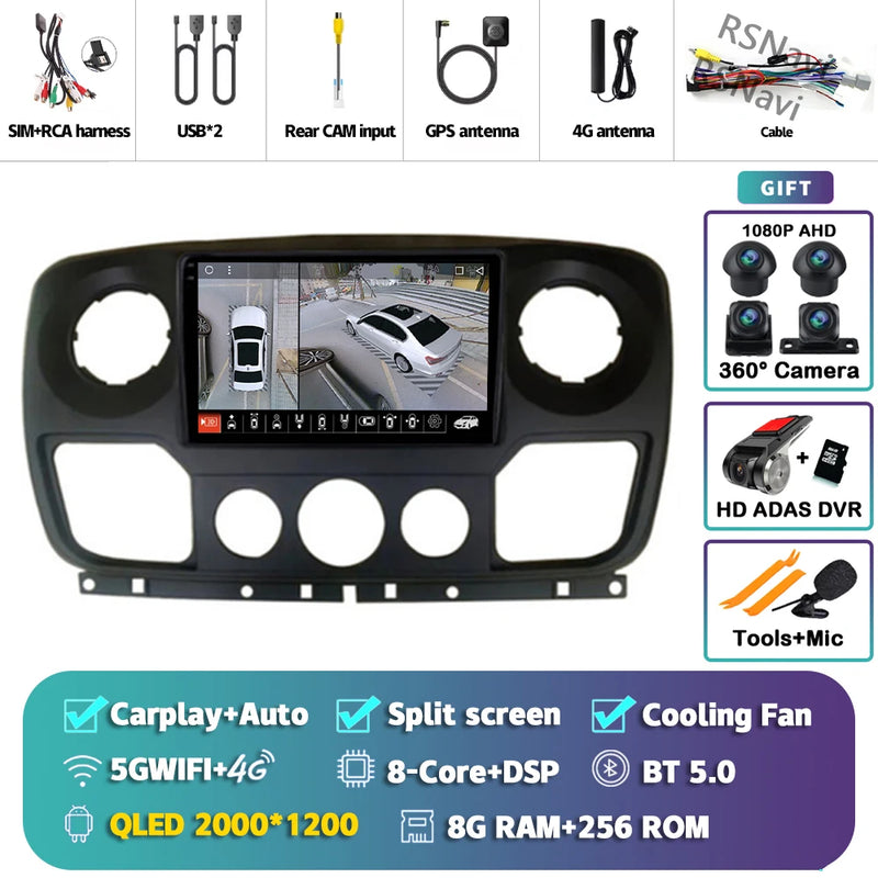 Autoradio CarPlay Renault Master, Nissan NV400 et Opel Movano (2010-2015) – Écran 9 pouces, Android 16, vue 19