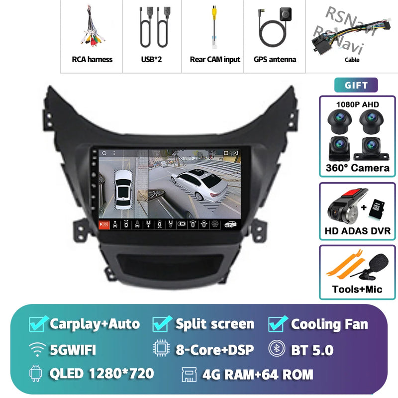 Autoradio CarPlay Hyundai Elantra (2012-2015) – Écran 9 pouces sans fil, jusqu'à 16 Go + 512 Go, vue 32