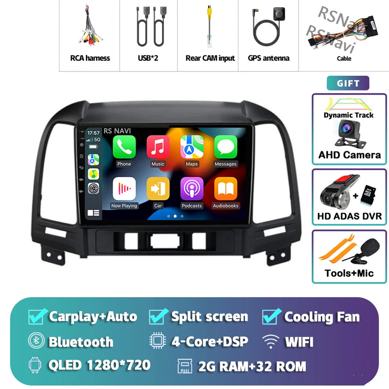 Autoradio CarPlay Hyundai Santa Fe 2 (2006-2012) – Écran 9 pouces, jusqu'à 16 Go + 512 Go, vue 24