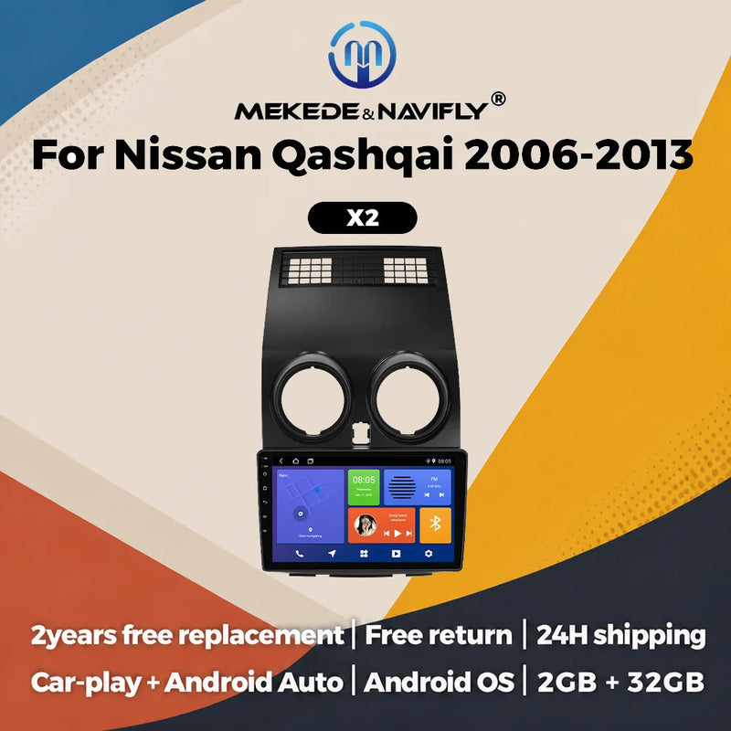 Autoradio CarPlay Nissan Qashqai J10 (2006-2013) – Écran IPS 9 pouces, Android 14, sans fil