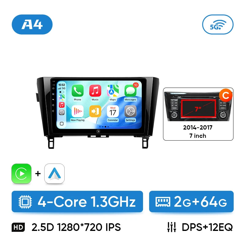 Autoradio CarPlay Nissan Qashqai J11 et X-Trail T32 (2014-2020) – Écran 10 pouces, Android 13, vue 8