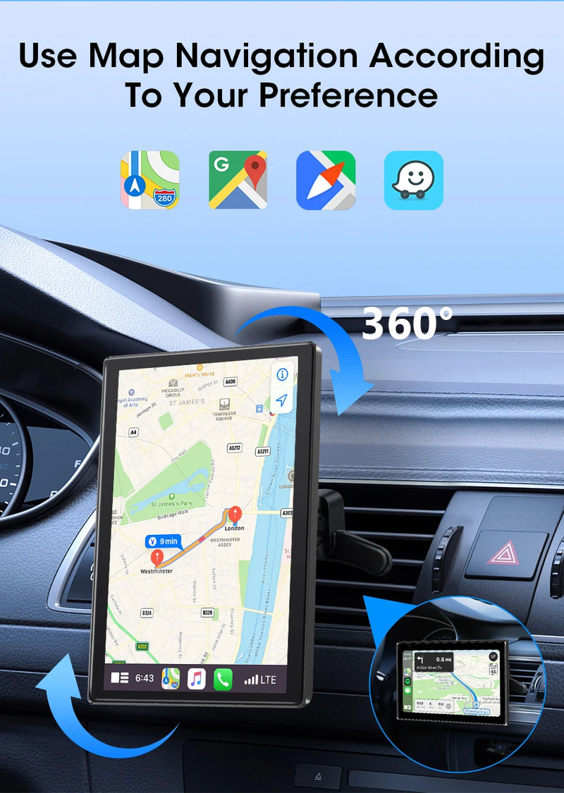 Écran CarPlay Universel Sans Fil 7, 8 ou 9 Pouces – Support Magnétique et Ventouse, vue 17