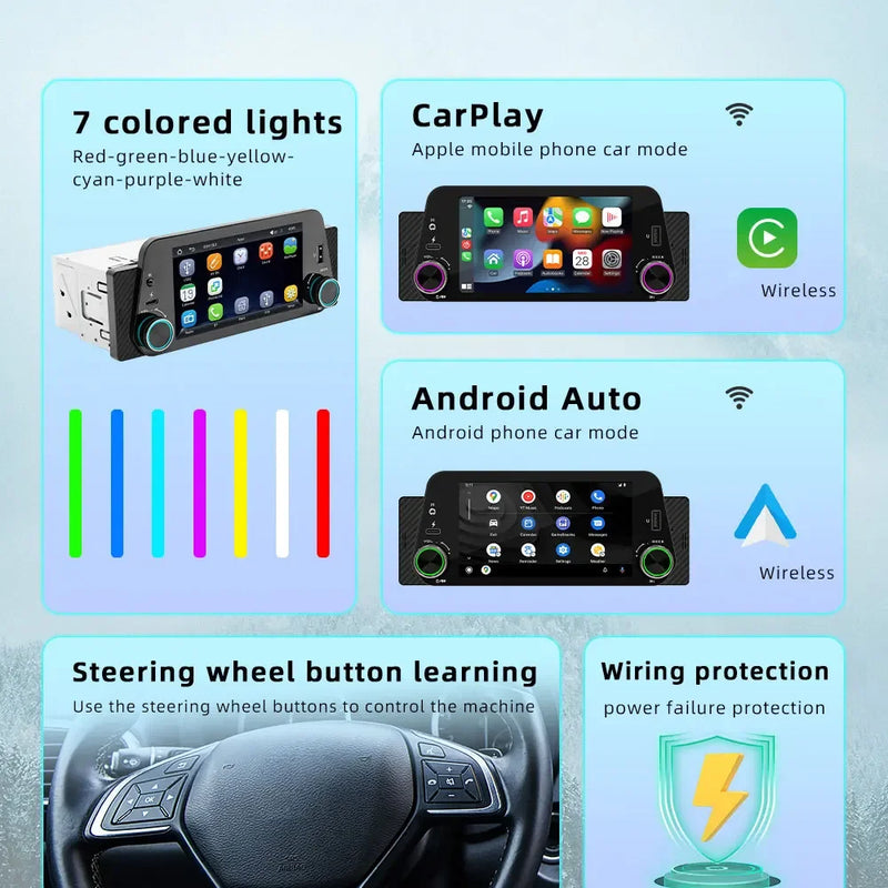 Autoradio CarPlay 1 DIN Universel – Écran 5 Pouces, Sans Fil, Bluetooth, FM, vue 9