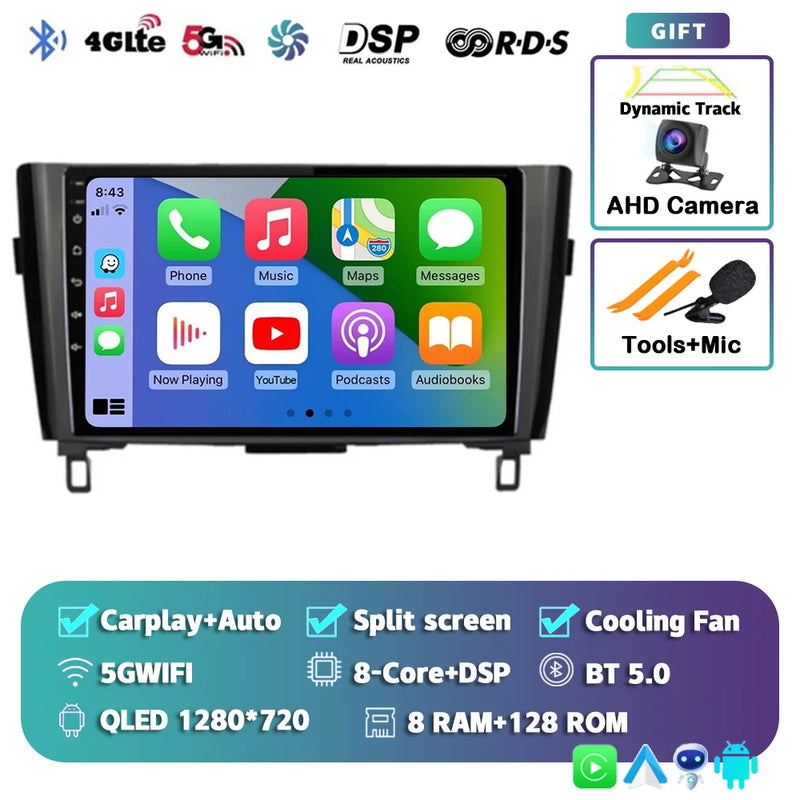 Autoradio CarPlay Nissan Qashqai J11 et X-Trail T32 (2014-2020) – Écran QLED, jusqu'à 16 Go + 512 Go, vue 25