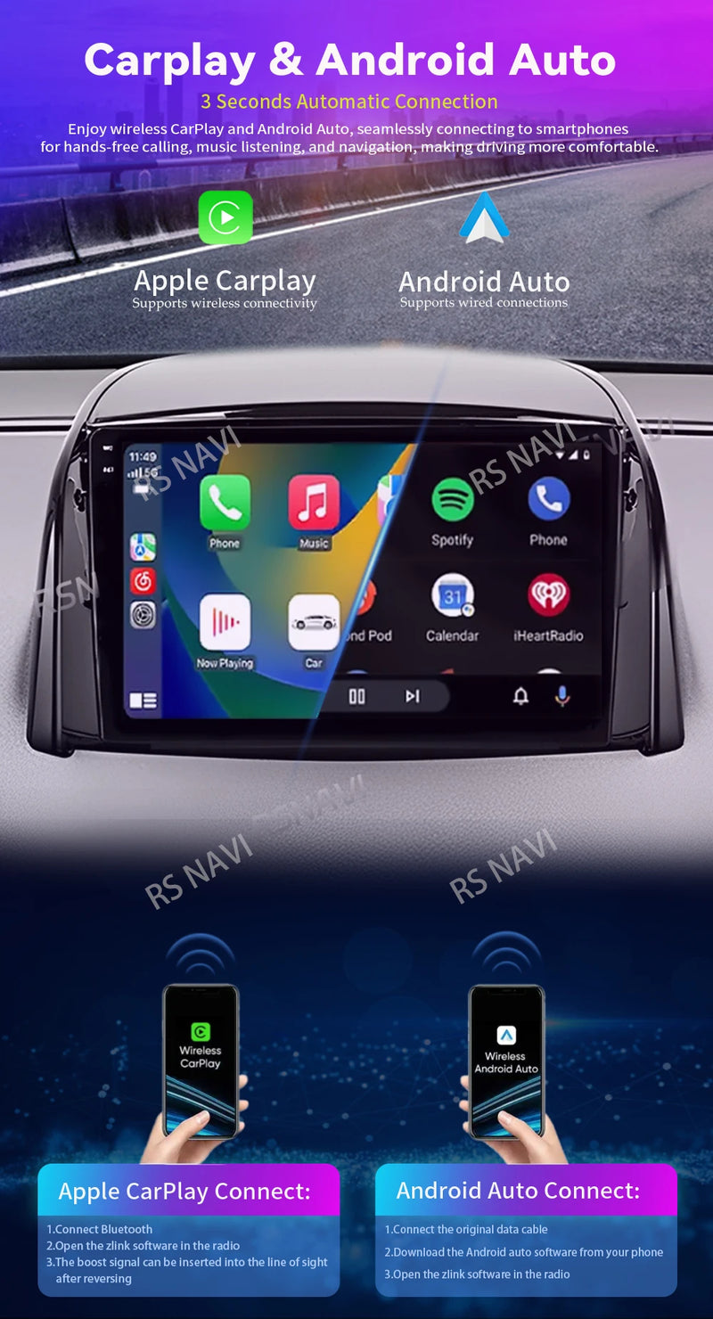 Autoradio CarPlay Renault Koleos (2008-2016) – Écran 9 pouces sans fil, jusqu'à 16 Go + 512 Go, vue 13
