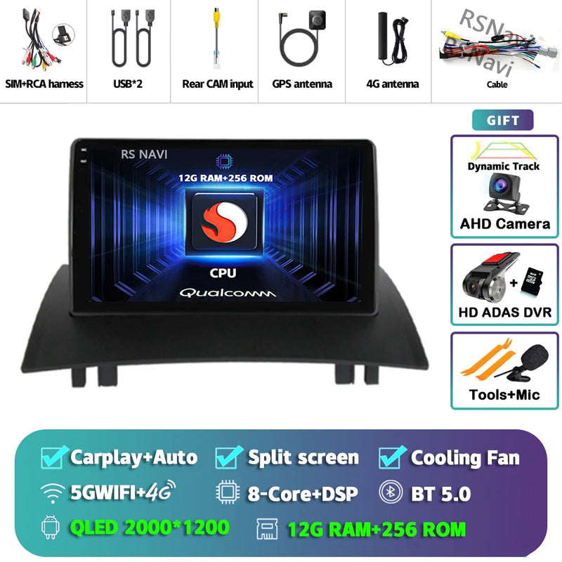 Autoradio CarPlay Renault Mégane 2 (2002-2009) – Écran 9 pouces, jusqu'à 16 Go + 512 Go, vue 25