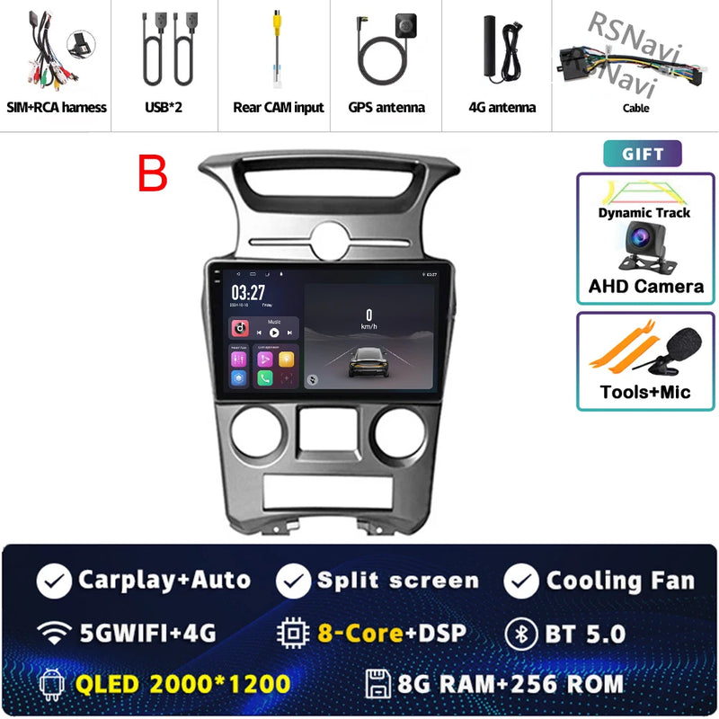 Autoradio CarPlay Kia Carens UN (2006-2012) – Écran 9 pouces, console type B, vue 31