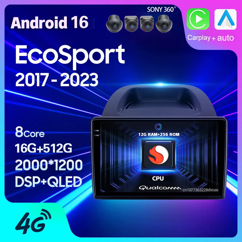 Autoradio CarPlay Ford EcoSport (2017-2023) – Écran QLED 10 pouces