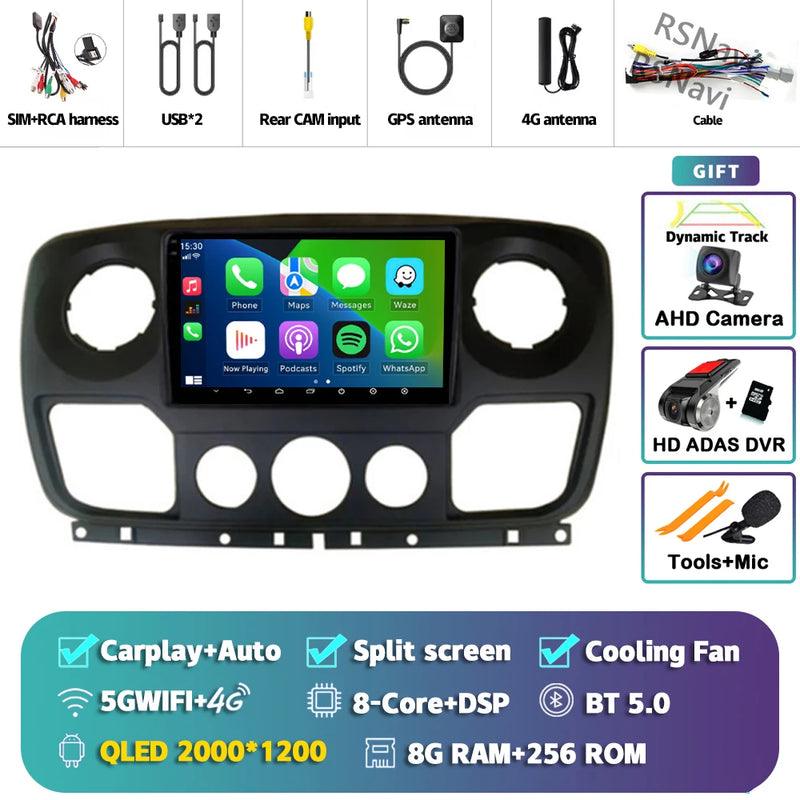 Autoradio CarPlay Renault Master, Nissan NV400 et Opel Movano (2010-2015) – Écran 9 pouces, Android 16, vue 21