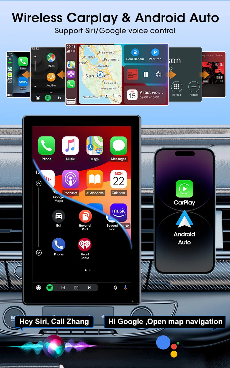 Écran CarPlay Universel Sans Fil 7, 8 ou 9 Pouces – Support Magnétique et Ventouse, vue 13