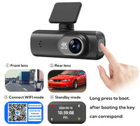 Dashcam 4K Wi-Fi Double Caméra – Écran 1,47 Pouce, GPS en Option, Kit Parking 24 h, vue 6