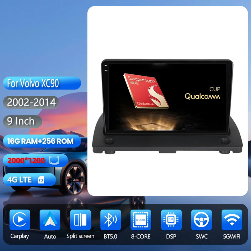 Autoradio CarPlay Volvo XC90 (2002-2014) – Écran 9 pouces, jusqu'à 16 Go + 256 Go, vue 30