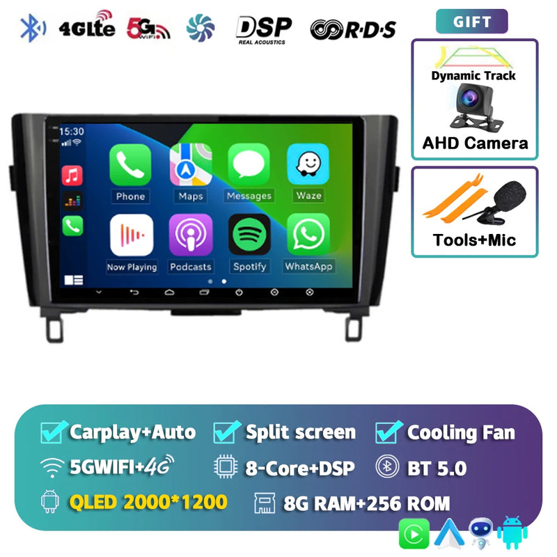 Autoradio CarPlay Nissan Qashqai J11 et X-Trail T32 (2014-2020) – Écran QLED, jusqu'à 16 Go + 512 Go, vue 24