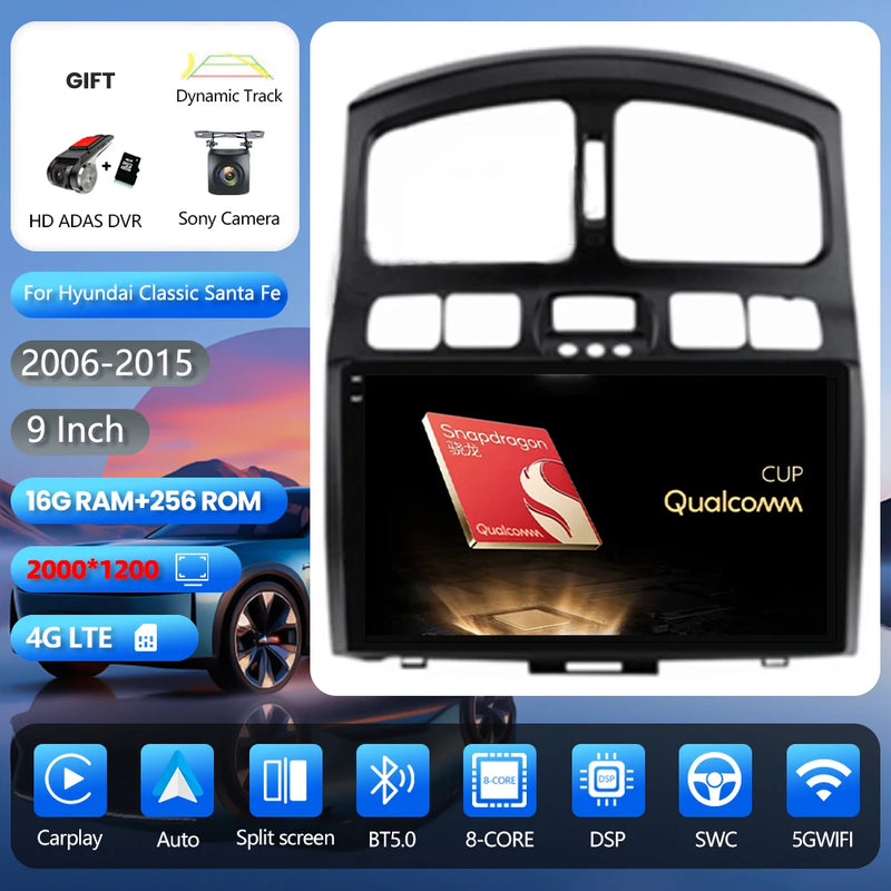 Autoradio CarPlay Hyundai Santa Fe Classic et SM (2006-2012) – Écran QLED 9 pouces, vue 28