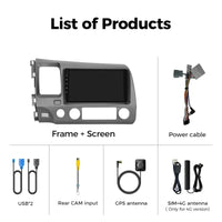 Autoradio CarPlay Honda Civic 8 (2005-2011) – Écran 9 pouces, sans fil, vue 2