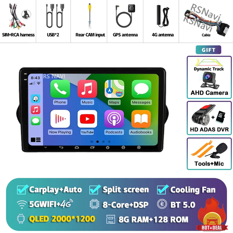 Autoradio CarPlay Fiat Tipo, Egea et Dodge Neon (2015-2018) – Écran QLED, jusqu'à 16 Go + 512 Go, vue 9