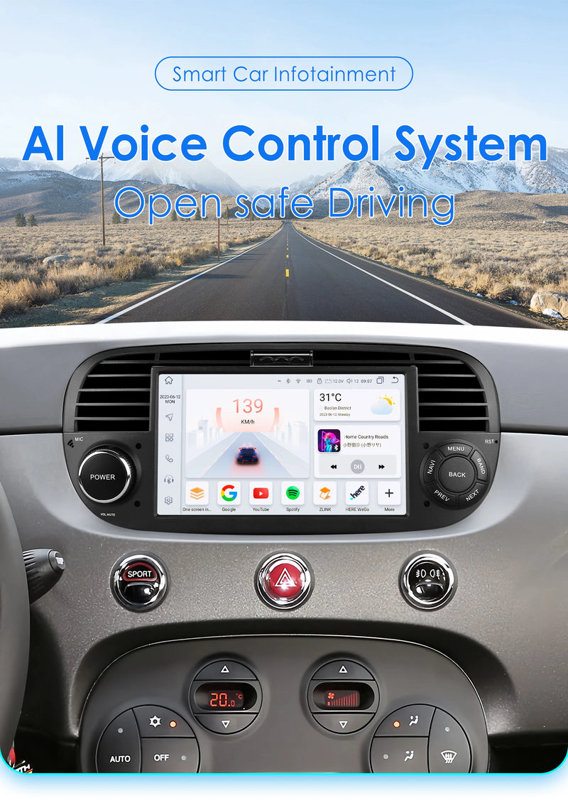 Autoradio CarPlay Fiat 500 (2007-2015) – Écran 7 pouces, 8 cœurs, jusqu'à 8 Go + 128 Go, vue 9