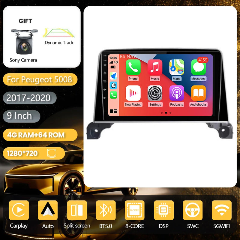 Autoradio CarPlay Peugeot 3008 et 5008 (2017-2020) – Écran 9 pouces, Android 16, vue 25