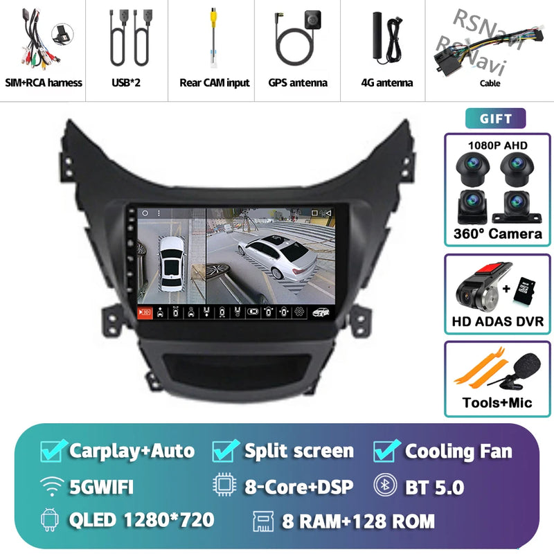 Autoradio CarPlay Hyundai Elantra (2012-2015) – Écran 9 pouces sans fil, jusqu'à 16 Go + 512 Go, vue 35