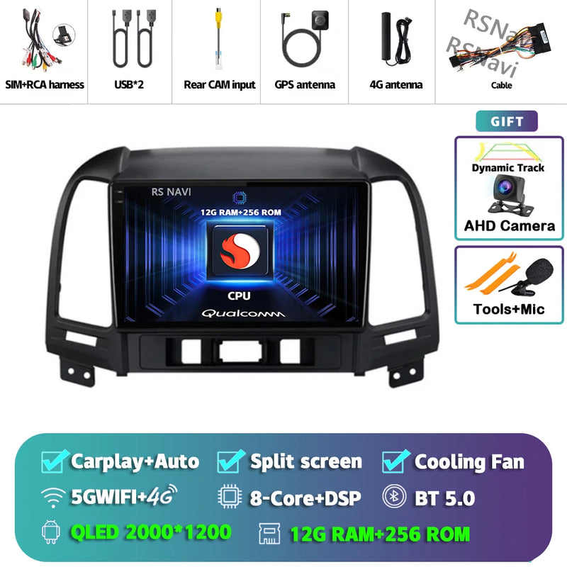 Autoradio CarPlay Hyundai Santa Fe 2 (2006-2012) – Écran 9 pouces, jusqu'à 16 Go + 512 Go, vue 38