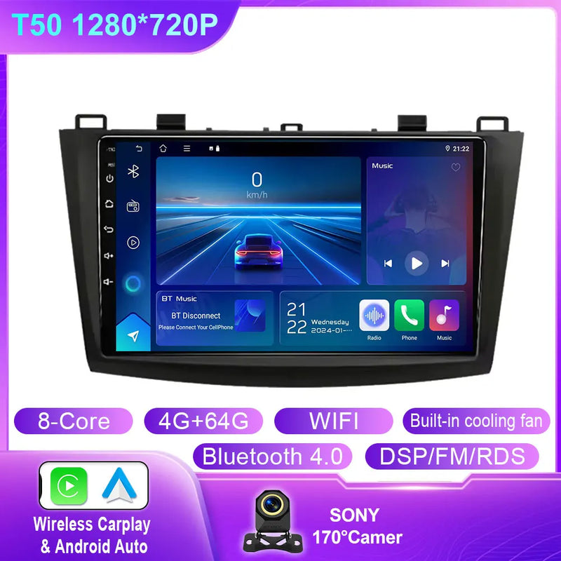 Autoradio CarPlay Mazda 3 BL (2009-2013) – Écran 9 pouces, jusqu'à 12 Go + 256 Go, vue 39