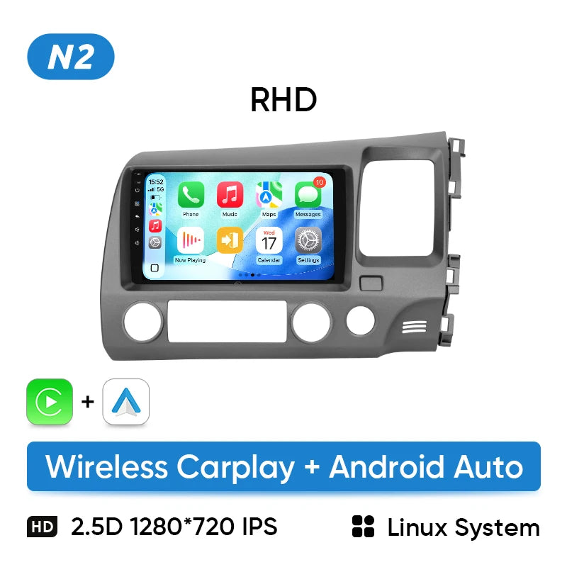 Autoradio CarPlay Honda Civic 8 (2005-2011) – Écran 9 pouces, sans fil, vue 10