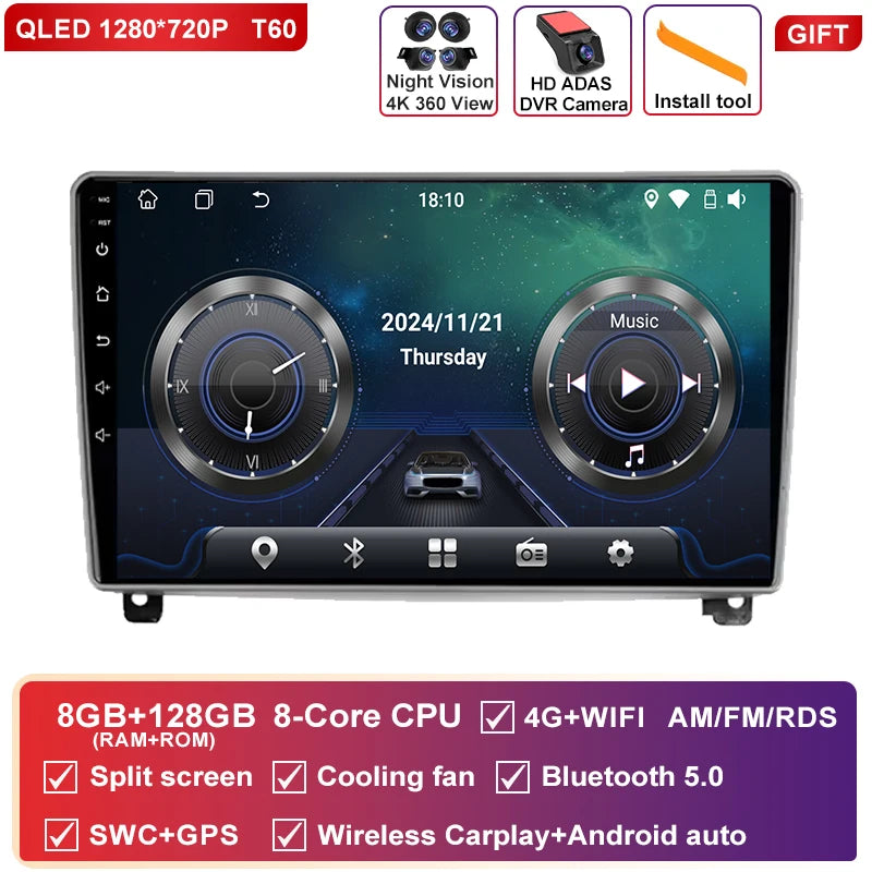 Autoradio CarPlay Peugeot 407 (2004-2011) – Écran 9 pouces, option écran 2K, jusqu'à 12 Go + 256 Go, vue 50