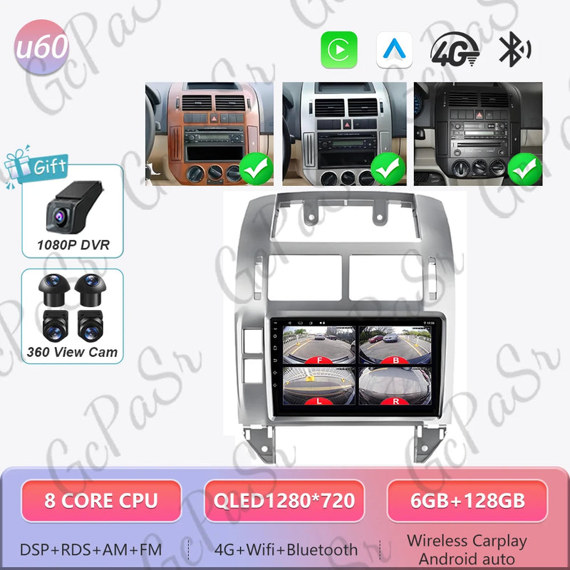Autoradio CarPlay Volkswagen Polo 4 (2004-2009) – Écran 9 pouces, cadre noir ou argent, vue 53
