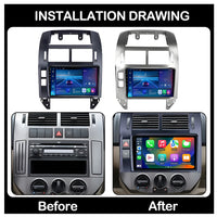 Autoradio CarPlay Volkswagen Polo 4 (2004-2009) – Écran 9 pouces, cadre noir ou argent, vue 2