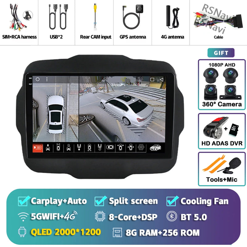Autoradio CarPlay Jeep Renegade (2016-2020) – Écran 9 pouces, jusqu'à 16 Go + 512 Go, vue 50