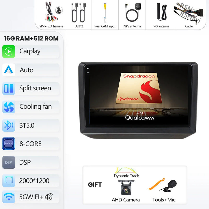 Autoradio CarPlay Skoda Fabia 2 (2007-2014) – Écran QLED, jusqu'à 16 Go + 512 Go, vue 16