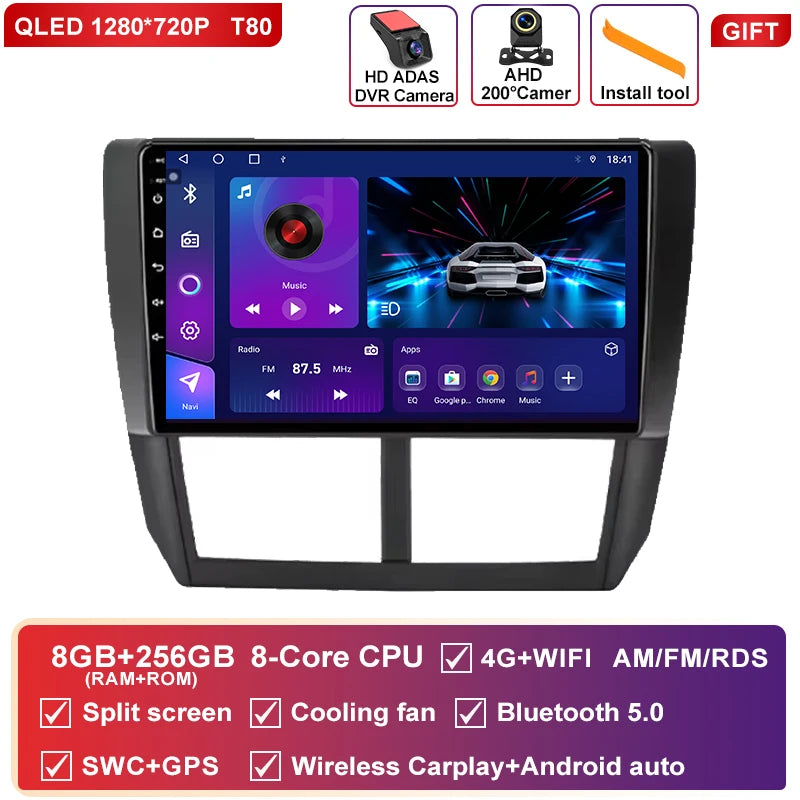 Autoradio CarPlay Subaru Forester SH (2007-2013) et Impreza GH GE (2007-2011) – Écran QLED 9 pouces, vue 50