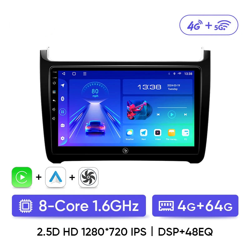 CarPlay Polo 5 (2008–2020) – Autoradio Android 4G avec écran HD et connectivité complète