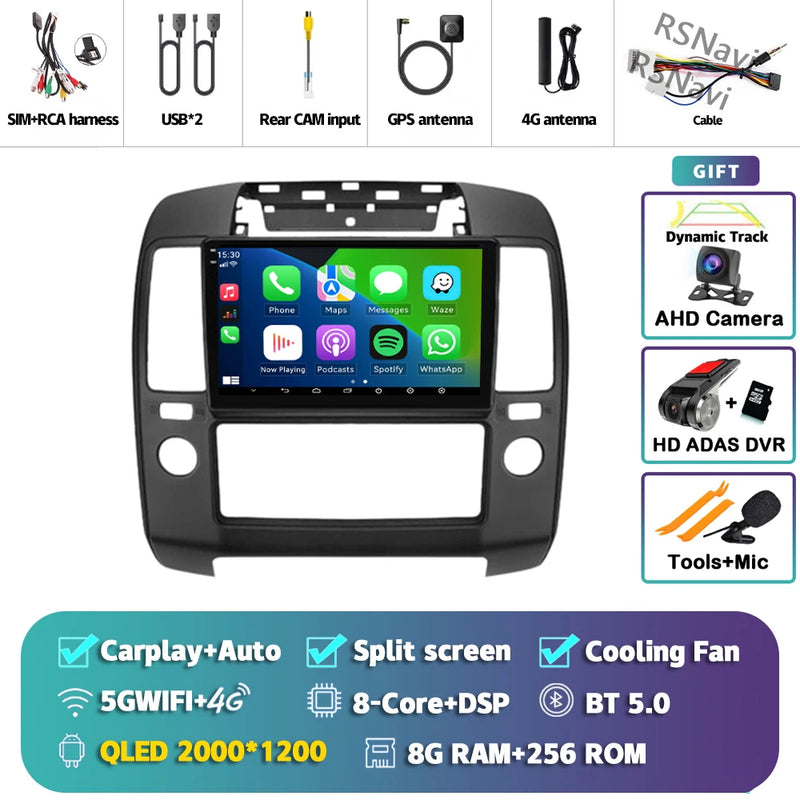 Autoradio CarPlay Nissan Navara D40 (2004-2010) – Écran 9 pouces, Android 16, vue 24