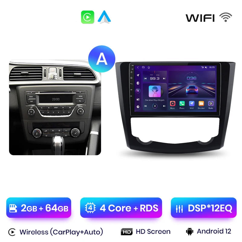 Écran Renault Kadjar 2015-2019 – Android Auto + Apple CarPlay + GPS intégré