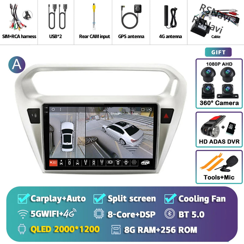 Autoradio CarPlay Peugeot 301 et Citroën C-Elysée (2012-2016) – Écran QLED, Android 16, vue 26