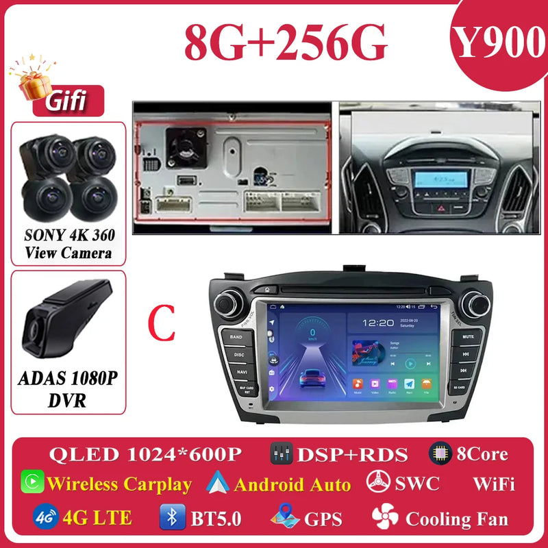 Autoradio CarPlay Hyundai ix35 (2009-2015) – Écran 7 pouces à boutons, jusqu'à 8 Go + 256 Go, vue 40