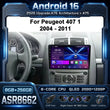 Autoradio CarPlay Peugeot 407 (2004-2011) – Android 16, boîtier CAN bus fourni, jusqu'à 8 Go + 256 Go