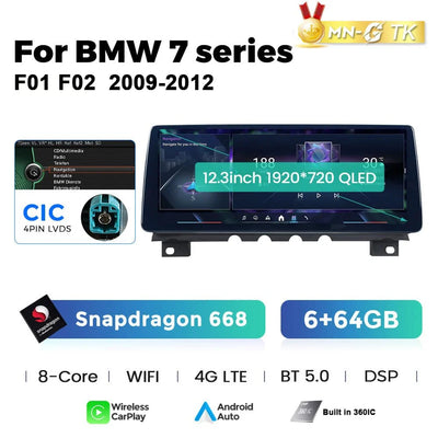 Autoradio Android BMW Série 7 F01 F02 CarPlay Sans Fil