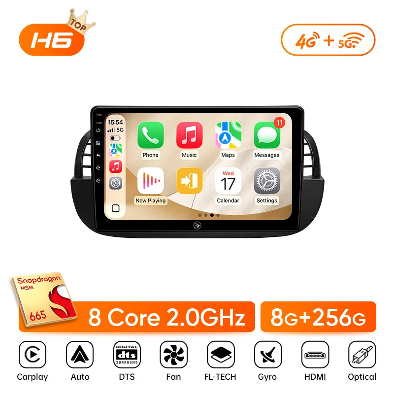 Autoradio CarPlay Fiat 500 (2010-2017) – Écran 9 pouces, sans fil, jusqu'à 8 Go + 256 Go, vue 31