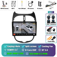 Autoradio CarPlay Peugeot 206, 206 SW et 206 CC – Écran 9 pouces, Android 16, vue 8