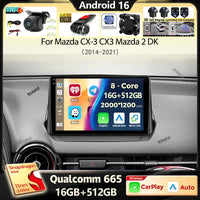 Autoradio CarPlay Mazda CX-3 (2014-2021) – Écran 9 pouces, jusqu'à 16 Go + 512 Go
